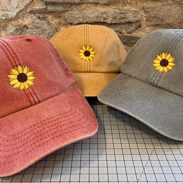 Embroidered Motif Cap - Sunflower | Suzy Dreams