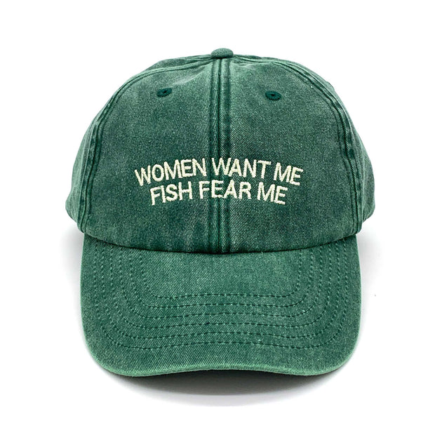 Women Want Me Fish Fear Me Vintage Canvas Cap
