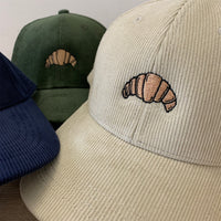 Load image into Gallery viewer, Embroidered Croissant Corduroy Cap
