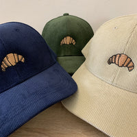 Load image into Gallery viewer, Embroidered Croissant Corduroy Cap
