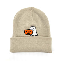 Load image into Gallery viewer, Ghost with Pumpkin Embroidered Beanie
