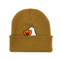 Load image into Gallery viewer, Ghost with Pumpkin Embroidered Beanie
