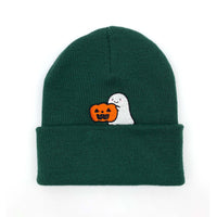 Load image into Gallery viewer, Ghost with Pumpkin Embroidered Beanie
