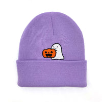 Load image into Gallery viewer, Ghost with Pumpkin Embroidered Beanie
