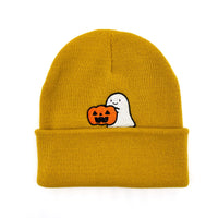 Load image into Gallery viewer, Ghost with Pumpkin Embroidered Beanie
