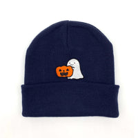 Load image into Gallery viewer, Ghost with Pumpkin Embroidered Beanie
