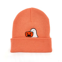 Load image into Gallery viewer, Ghost with Pumpkin Embroidered Beanie
