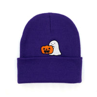 Load image into Gallery viewer, Ghost with Pumpkin Embroidered Beanie

