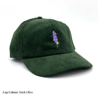 Load image into Gallery viewer, Embroidered Motif Corduroy Cap - Delphinium/Larkspur
