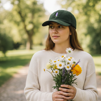 Load image into Gallery viewer, Embroidered Motif Corduroy Cap - Delphinium/Larkspur
