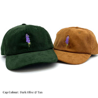 Load image into Gallery viewer, Embroidered Motif Corduroy Cap - Delphinium/Larkspur
