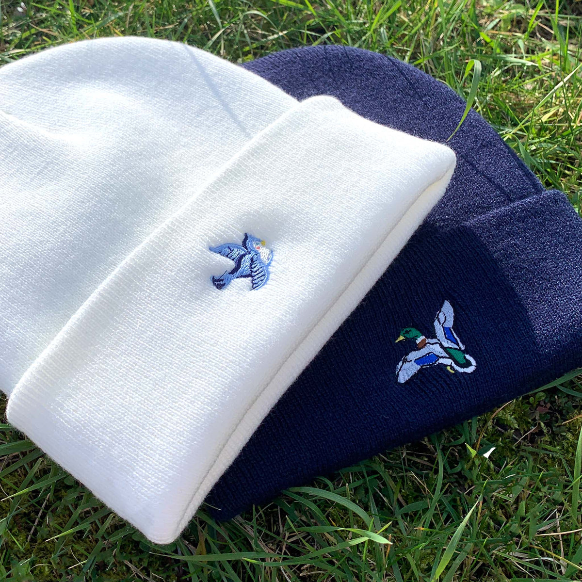 Embroidered Motif Beanie - Beautiful Birds