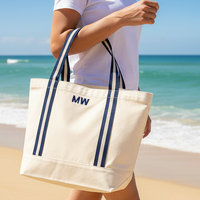 Load image into Gallery viewer, Personalised Shopper with Striped Handles
