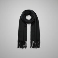 Load image into Gallery viewer, Black scarf with tassels and 'Mum' embroidery on a grey background
