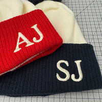 Load image into Gallery viewer, Personalised Two Tone Bobble Beanie Hat
