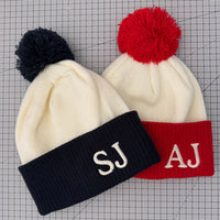 Load image into Gallery viewer, Personalised Two Tone Bobble Beanie Hat
