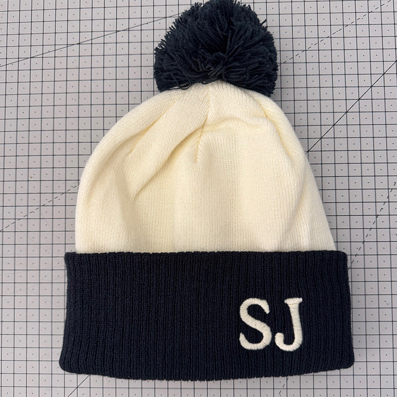 Personalised Two Tone Bobble Beanie Hat
